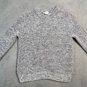 H & M Basic Women's Knit Sweater Medium Marled Grey Long Sleeve Mock Neck